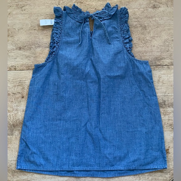 NWT J Crew Women’s Sz S Ruffle-Trim Chambray Top - Picture 6 of 11